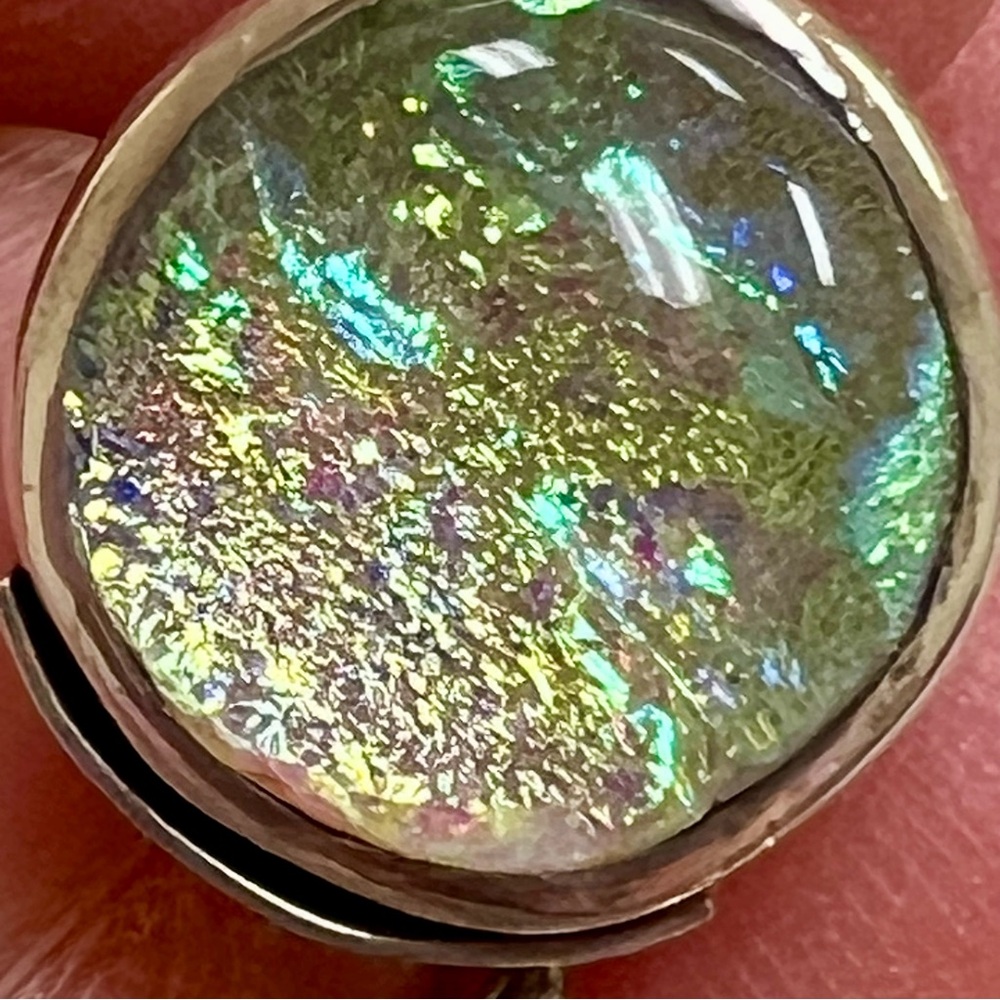 Artisan-made Sterling Silver and Glass Iridescent Earrings - Picture 5 of 14